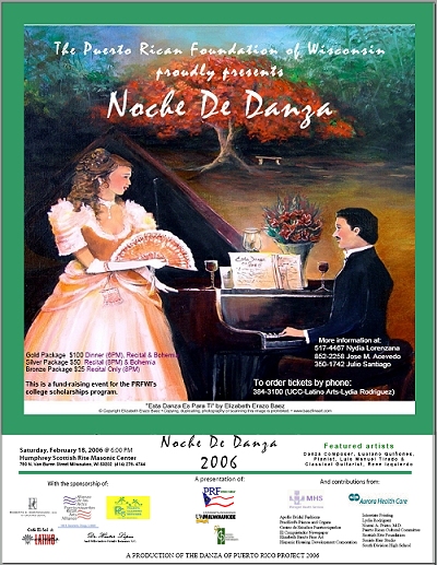 Cartel del Primer Concierto de Danzas Puertorriqueñas en Milwaukee